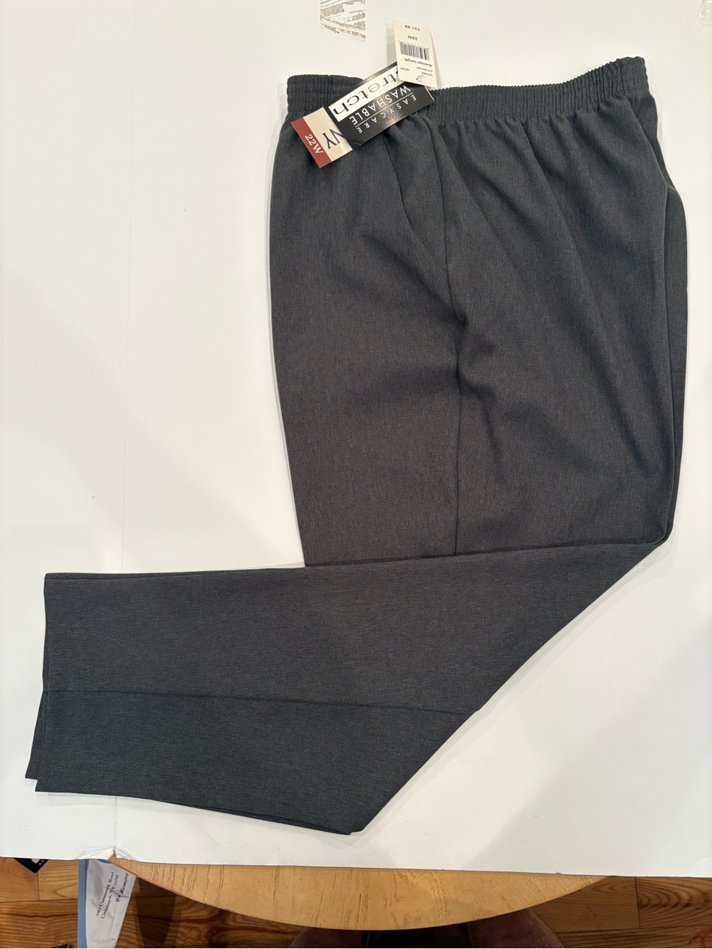 Womans Elastic Waist Dress Pants - 22w-Charcoal -casual- comfy-office-Donnkenny